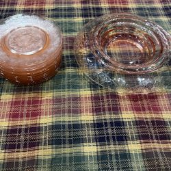 Set de 16 platos vintage Depression Glass rosado / Set of 16 Pink Depression Glass Vintage Plates