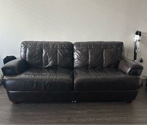 Brown leather couch