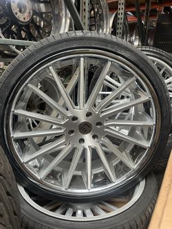 26” Wheels Rims Tires Brushed Face Chrome Lip