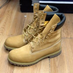 TIMBERLAND MEN'S 9 INCH PREMIUM WATERPROOF BOOTS WHEAT NUBUCK SIZE-US-12M