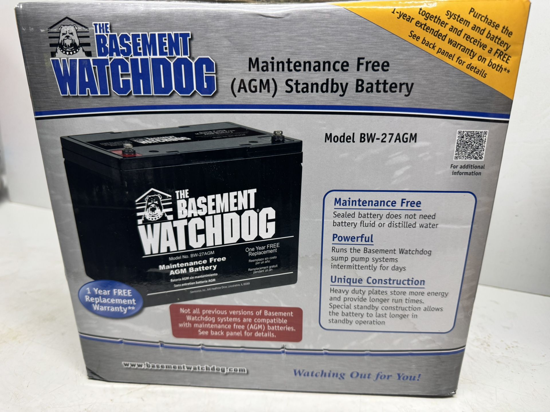New The Basement Watchdog Maintenance Free Standby Battery. You Must Pick Up