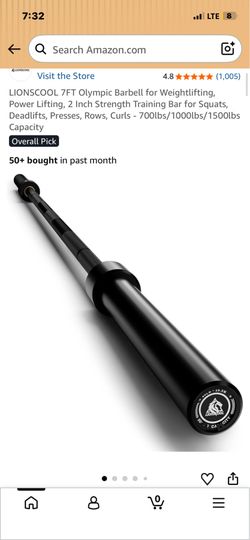 LIONSCOOL 7FT Olympic Barbell for Weightlifting, Power Lifting, 2 Inch Strength Training Bar for Squats, Deadlifts, Presses, Rows, Curls - 700lbs/1000