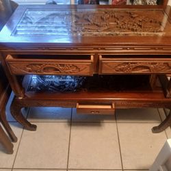 Oriental Rectangle Coffee Table With Two Drawers And Something Underneath Included