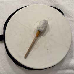 Handmade Alpaca Leather Drum From Cusco, Peru With Bag