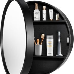 (New in Box)
SDK Round Bathroom Mirror Cabinet, Bathroom Wall Storage Cabinet with Mirror Medicine Cabinet Wood Frame Medicine Cabinets Surface Wall M