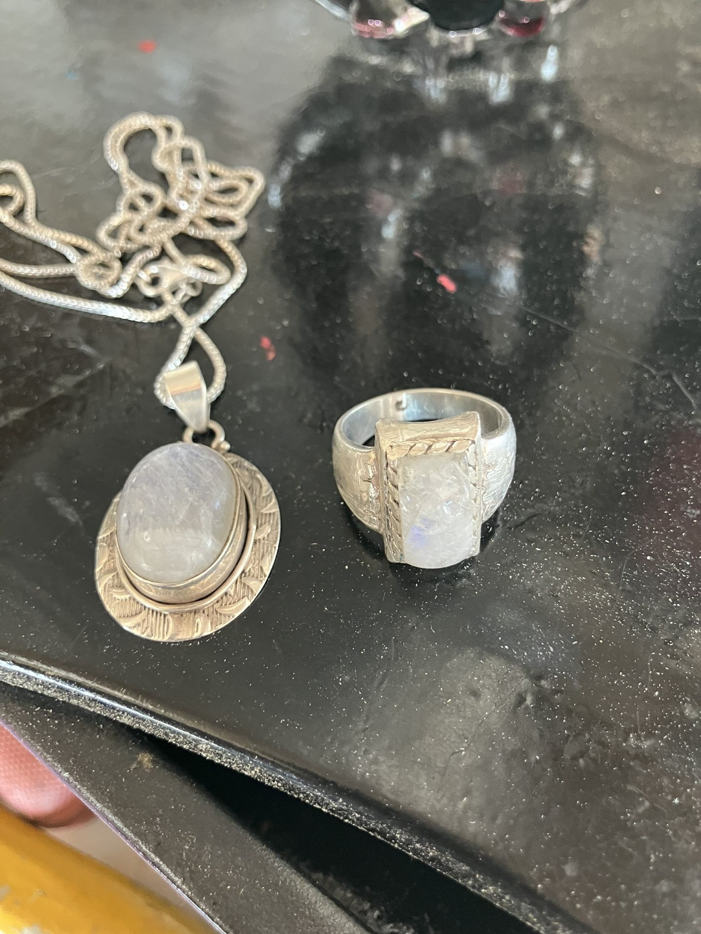 Matching Moonstone Pinky Ring And Pendant