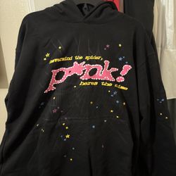 spider/sp5der pink/p*nk hoodie (LARGE)