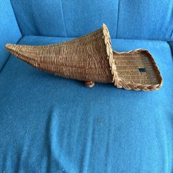 Wicker Basket Woven Cornucopia Horn Of Plenty Decoration