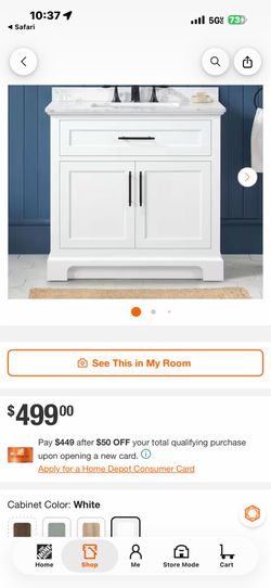 Shop Home Decorators Collection Doveton 36 in. Single Sink Freestanding White Bath Vanity with White Engineered Marble Top (Assembled) **** (564)