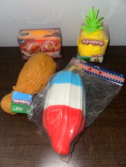 Squeezy squishy sunny days lot of 4 chicken leg popsicle hot dog pineapple