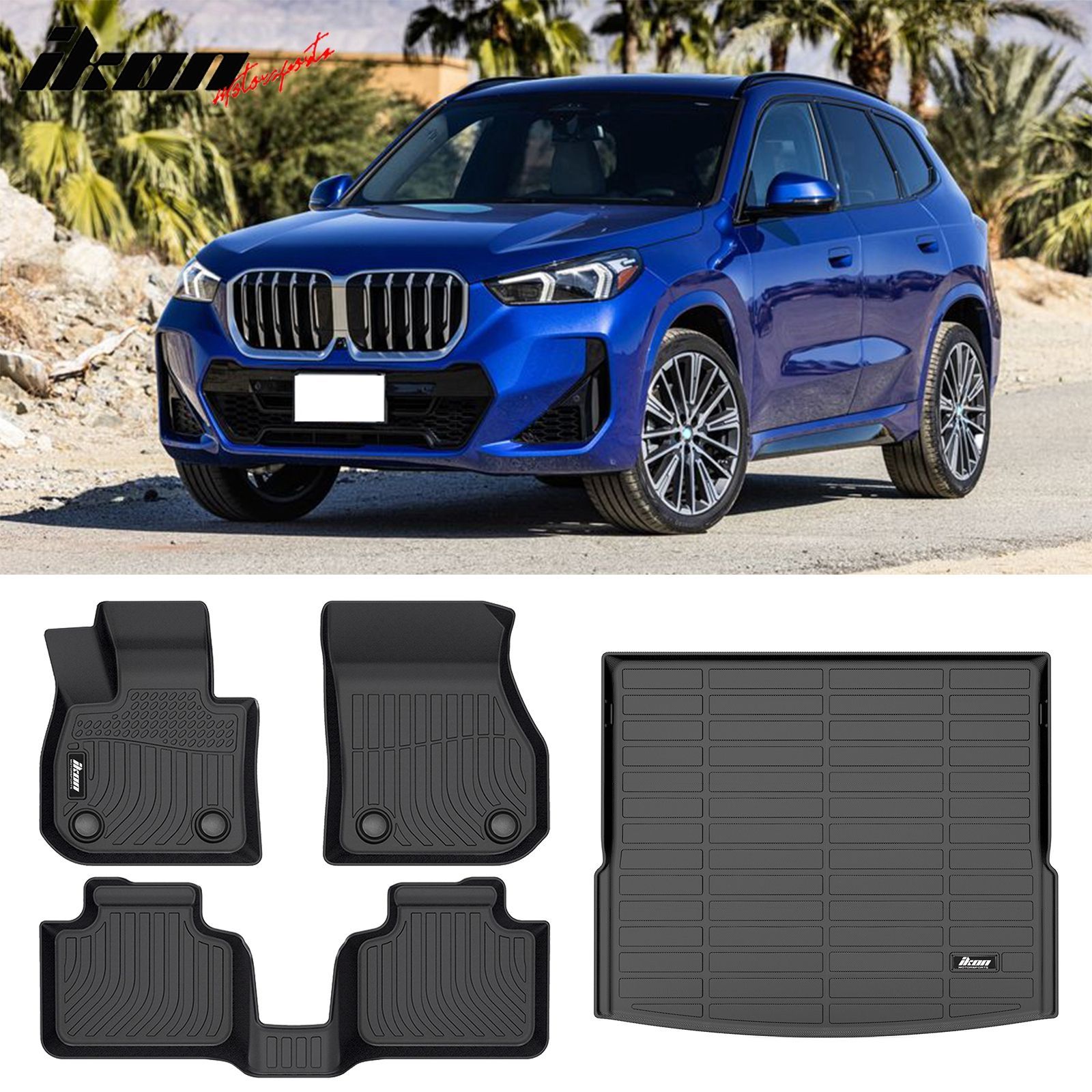 Fits 2023-2024 BMW X1 U11 All Weather 3D Molded Floor Mats Carpets + Trunk Mat TPE