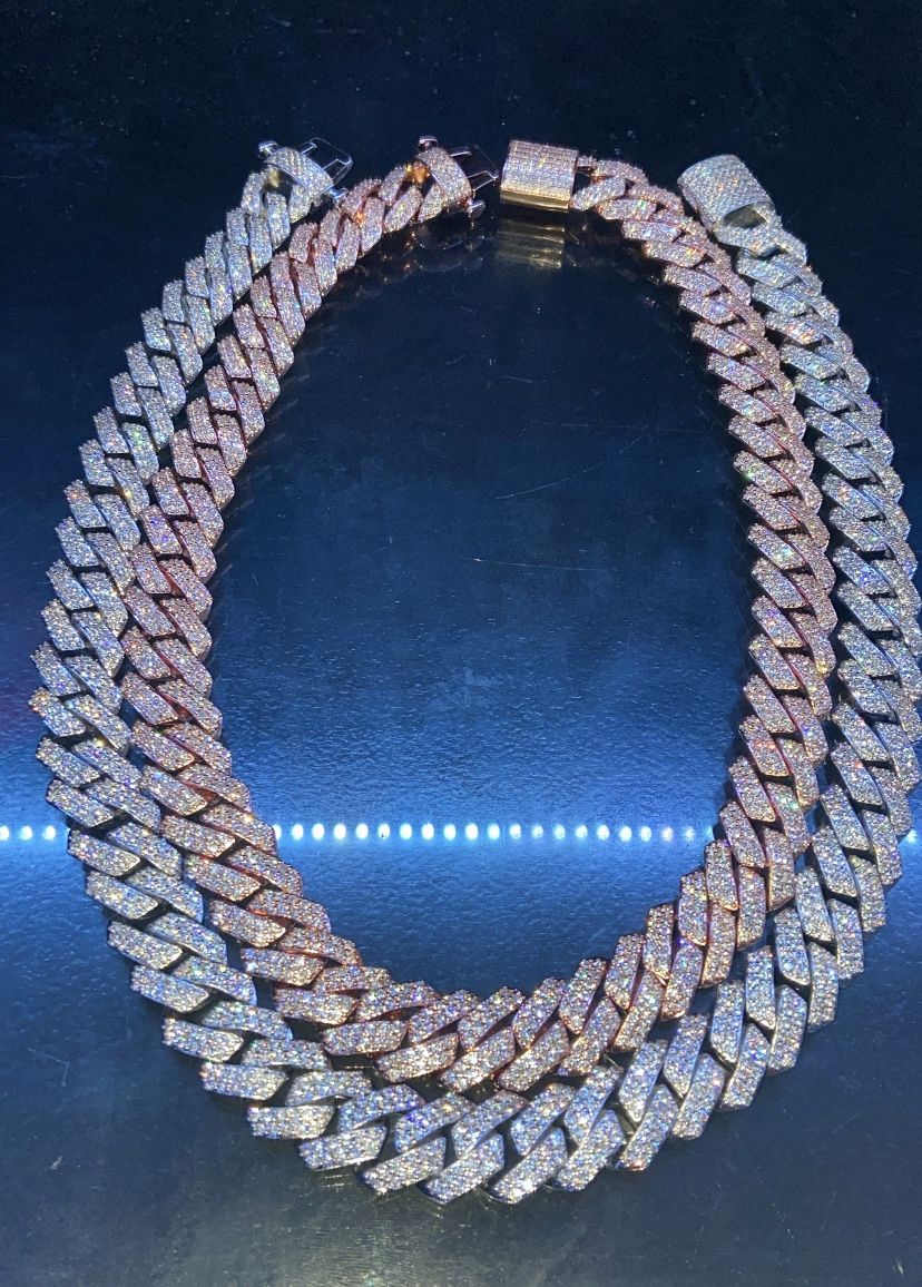 Iced out rose gold cuban link chain