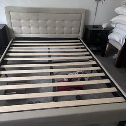 Queen Upholstered Bed Frame w/ Tufted Headboard – Priced Low
