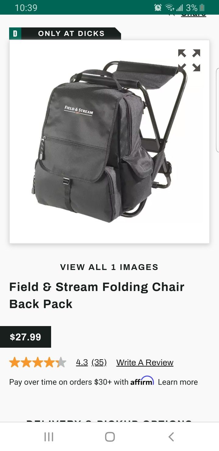 Field and 2025 stream backpack chair