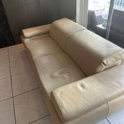 Two Piece Italian Leather Couch Set