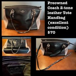 Coach 2-tone leather Tote Handbag (excellent condition)