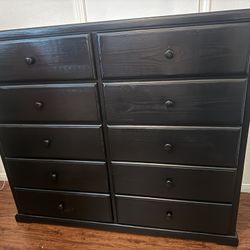 Solid 10 Drawer Pine Wood 🪵 Dresser Color Black