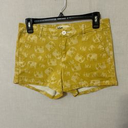Bepop High Waist Yellow Shorts with Elephant Print