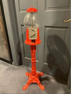 Vintage Red Gumball Machine on Stand