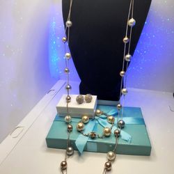 RMN  PEARLS NECKLACES, WITH TWO MATCHING PIECES, BRACELET & EARRINGS
