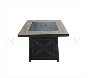 Crossridge 30.00 in. W 50000 BTU coating Steel Propane Outdoor Fire Pit Table with Lava Rocks and Screen