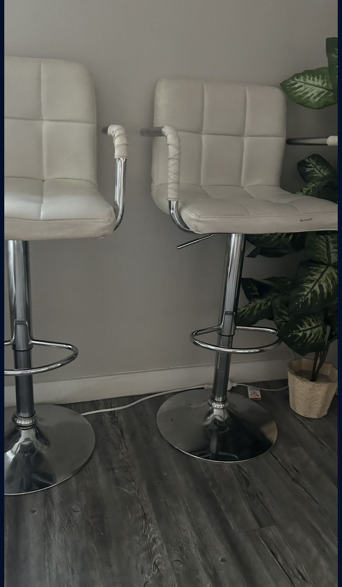 2 White Bar Stools