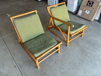 Vintage Hollywood Regency Bamboo Lounge Chairs