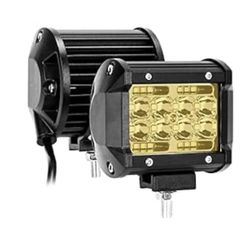 Amber 4 Inch LED Pods, 120W 12000LM Flood Spot Combo Beam Pods Lights Off Road Light Bar Fog Lights Driving Work Light for Truck Pickup ATV UTV SUV Tr