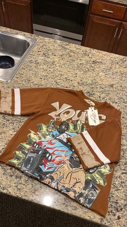 cropped tee brown &cream