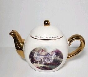 Thomas Kincaid Painter Of Light Home Is Where The Heart Is Ceramic Tea Pot