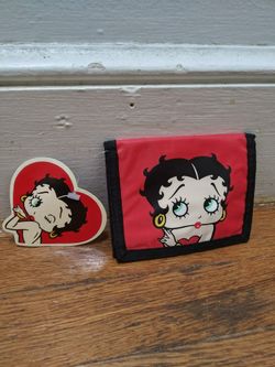 Betty Boop Nylon Bi-Fold Wallet 2005 Red With Black Trim New