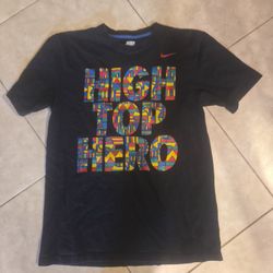 Nike Mens Shirt Size Medium Black High Top Hero Colorful Graphic Black Short Sleeve T-Shirt Small.

