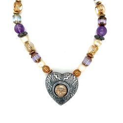 Sterling 925 Robert’s Shields Face Heart Beaded Necklace 