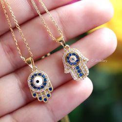 Collar De Hamsa Plata 925 Con Baño De Oro. Plata Garantizada 