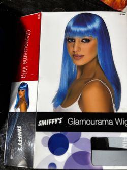 Halloween Blue Long Costume Wig with Bangs