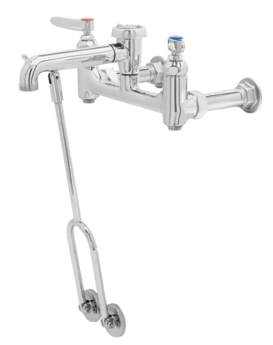 NEW T&S B-0655-BSTP Wall Mount Service Sink Faucet 8" Centers With Support Brackets #4068