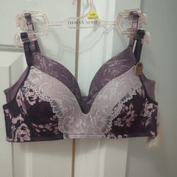 Set of (2) 34B push up Very Pretty New with Tags Talia Sodi reg $58 Berry Flower/Solid Color 
