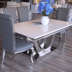 Modern Stone Top 71 Inch Dining Table 