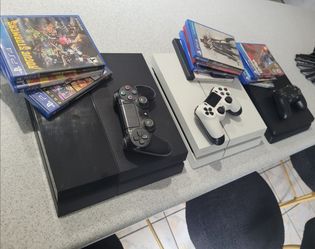 PS4 Slim + PS4 1st Gen Black. + PS4 1st Gen White