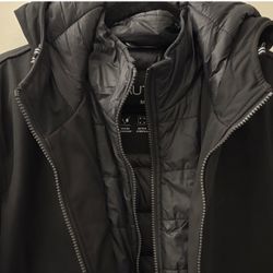 Nautica Men’s Black Quilted Puffer Jacket Water Resistant Lightweight