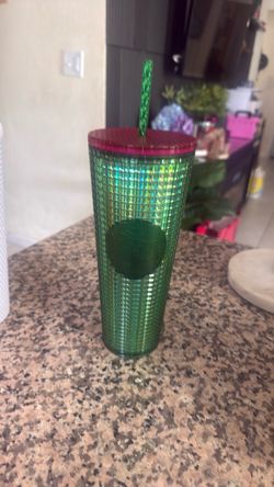 Starbucks Spring 2023 Iridescent Watermelon Green and Pink Grid Venti 24oz