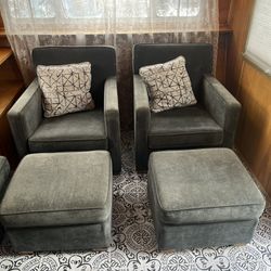 Two chairs and two Ottomans