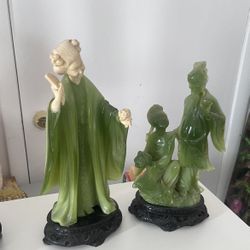 Antique Faux Jade Statues