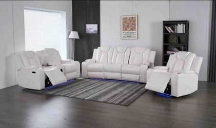 Power sofa set 3pcs recliner with speakers and Bluetooth eld lights cup 🥤 holder usb charger