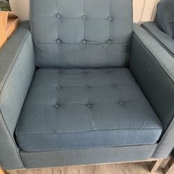 Modern Blue Sofa And Matching Chairs