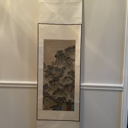 Painting in 1900s of the iconic Huashan mountains scenery in china print. Print is 50 years old. Collectors item 