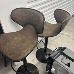 2 Leather Bar Stools 