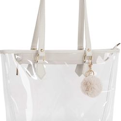 Large Clear Tote Bag with Zipper Closure (Black)