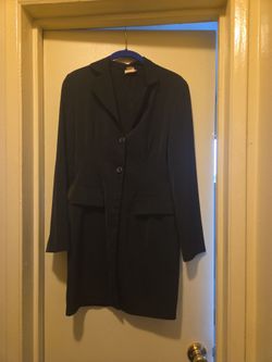 Classic Black Women's Long Blazer Coat - Unbranded
