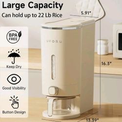 22Lbs Rice Dispenser Airtight Food Storage Container for Rice Coffee Beans Cereals BPA-Free Moisture Proof Kitchen Container Cream White Desiccants Ut
